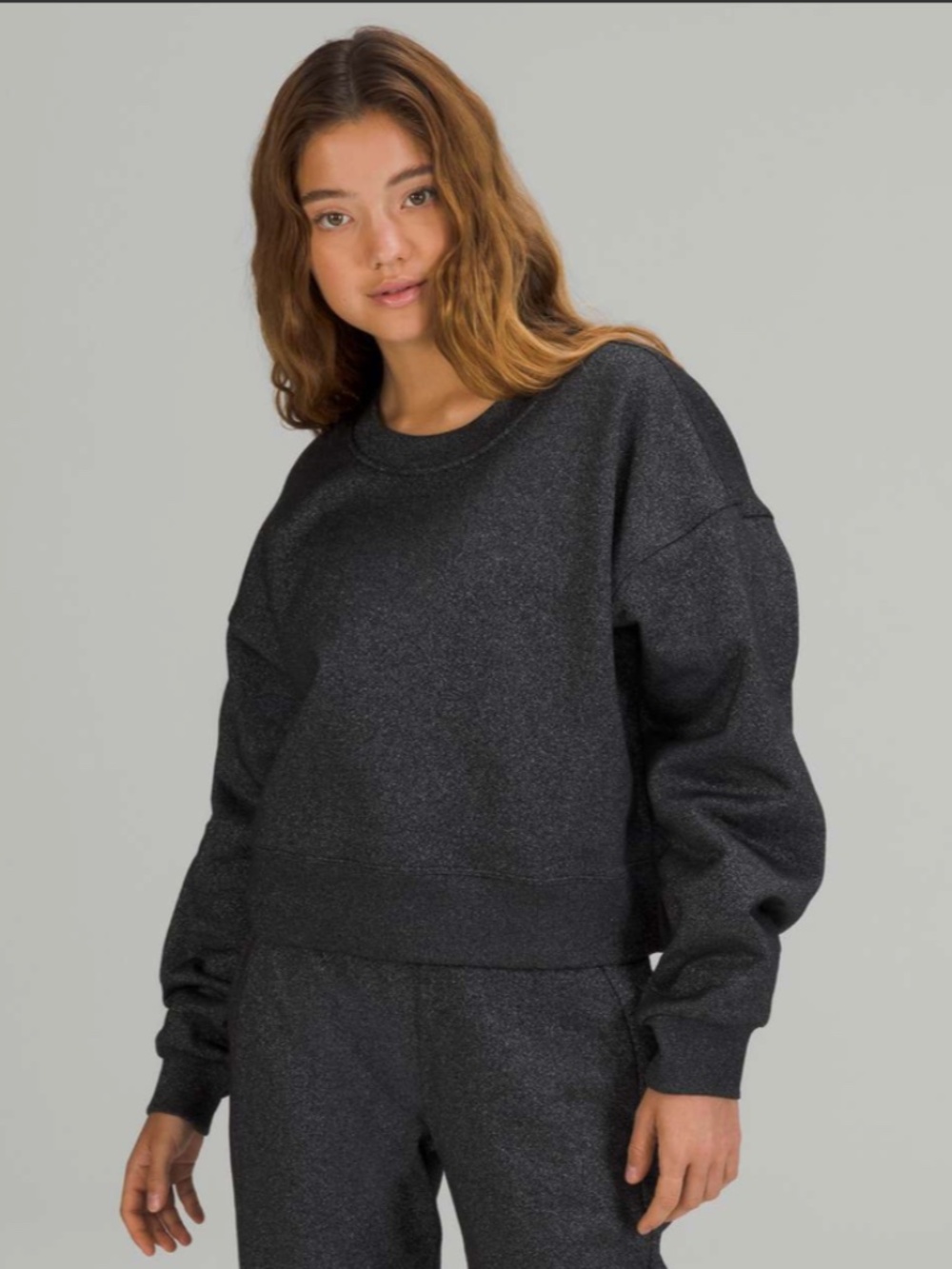 Lululemon Perfectly Oversized Cropped Crew *Sparkle Black size 4